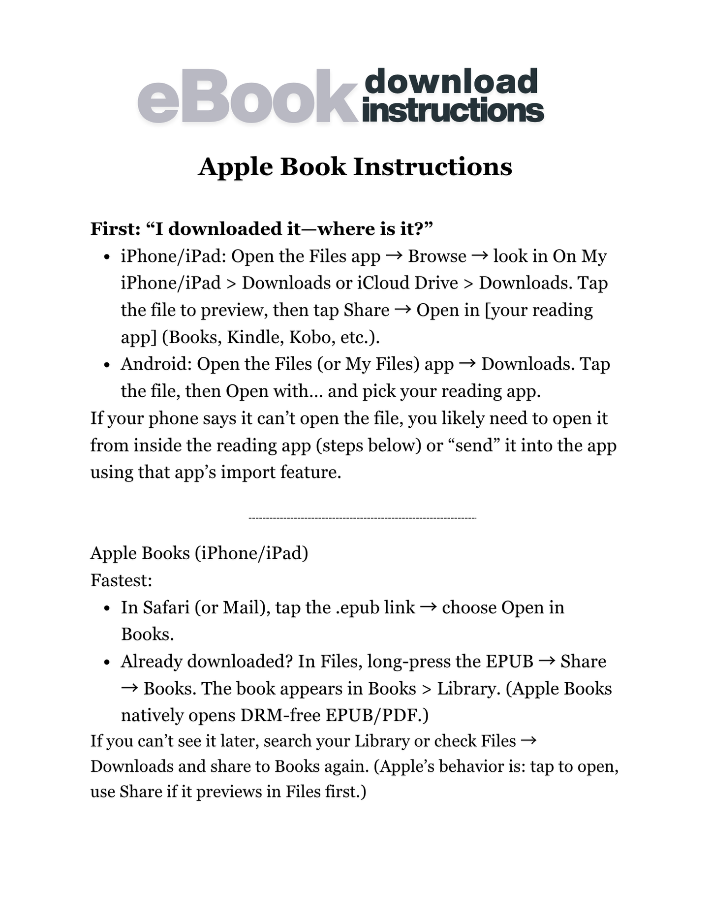 Apple Books Download Instructions — How to Read Your Konect2One eBooks on iPhone and iPad