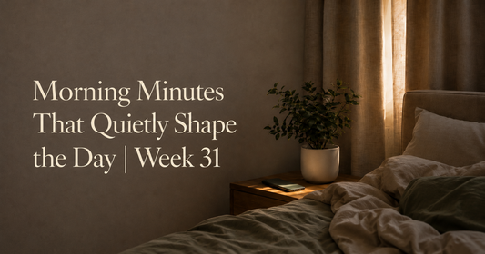 Phone-free morning routine — Konect2One Insight Series — calm dawn bedside with face-down phone